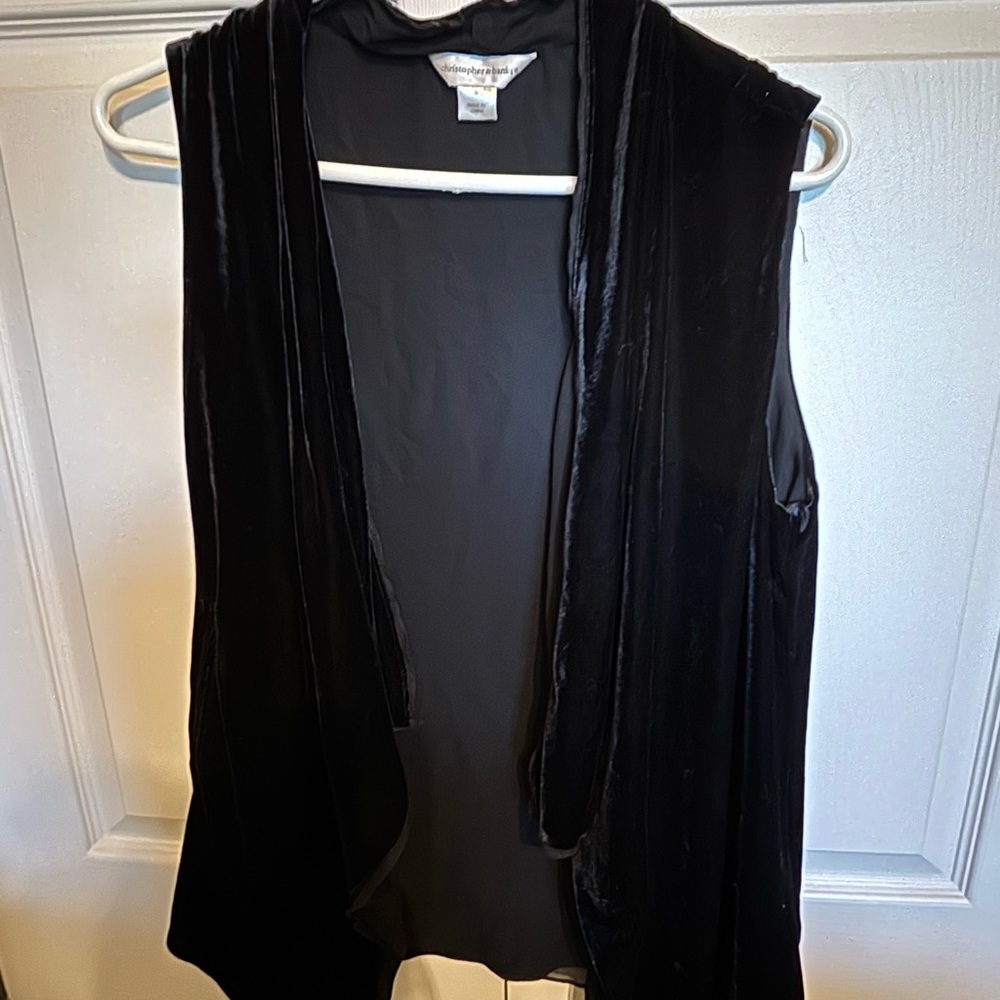 Christopher & Banks Elegant Black Velvet Vest NWOT